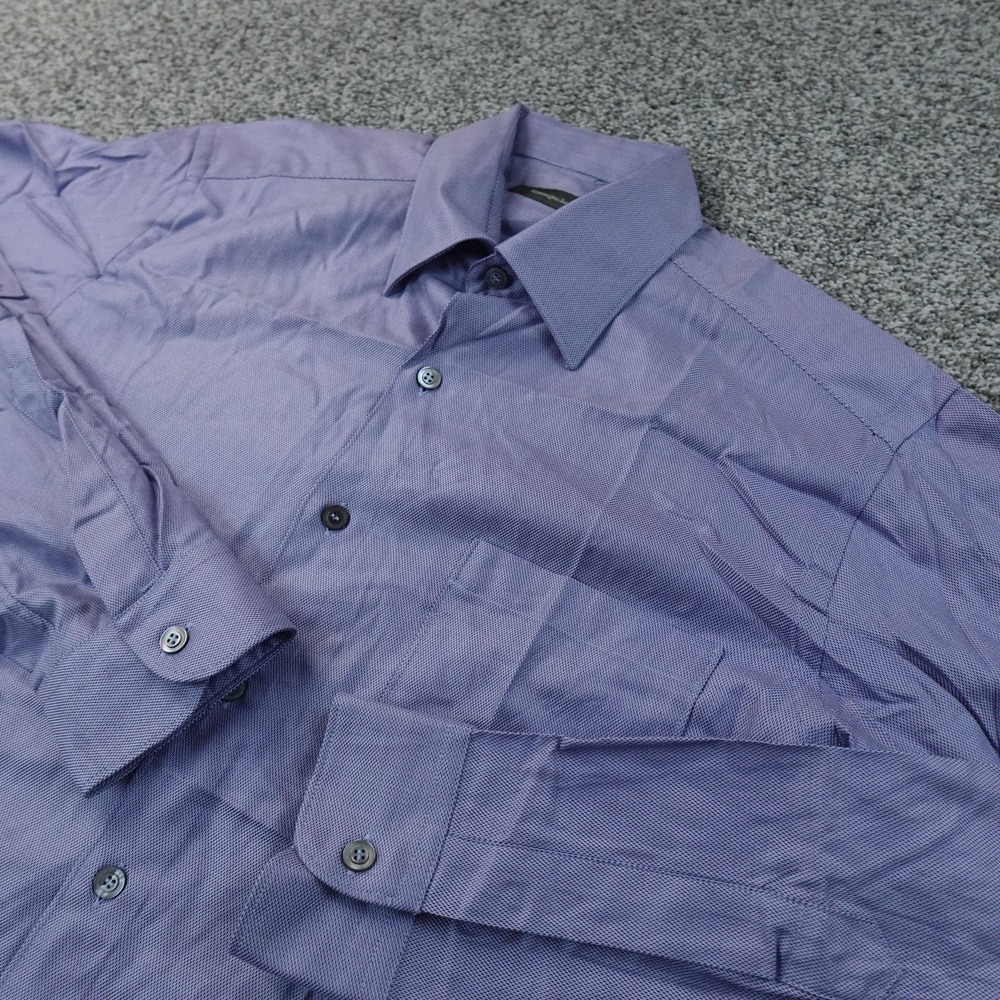 Ermenegildo Zegna Shirt Mens L Blue Geometric Long Sleeve Dress Button Up Casual